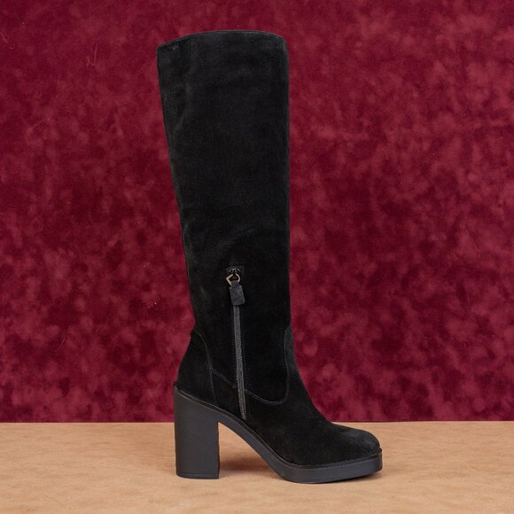 Stuart Weitzman Women Bethany Black Suede Square Toe Zip Fashion Boots sz 7 - Picture 10 of 10